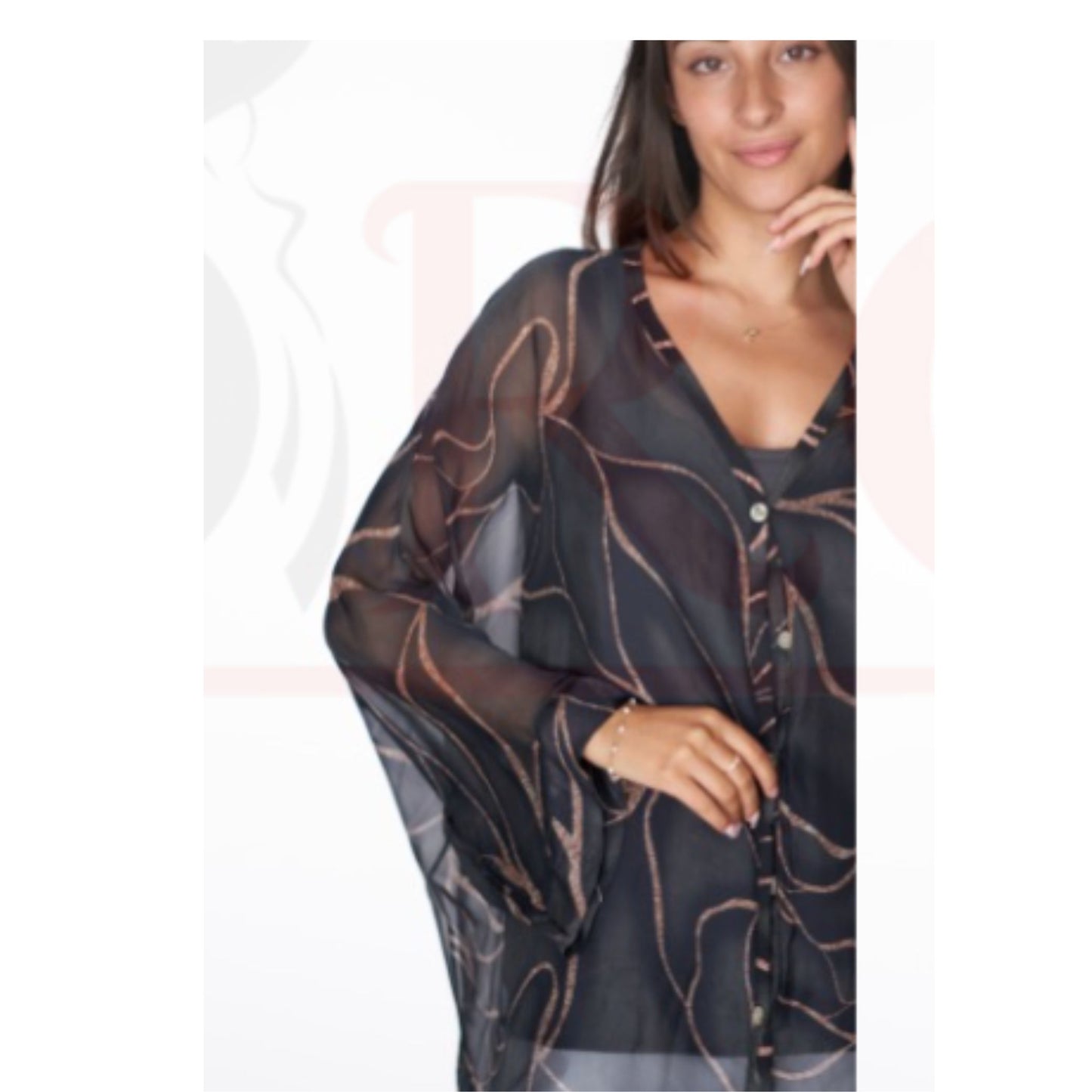 Amorosa Sheer Printed Cardigan