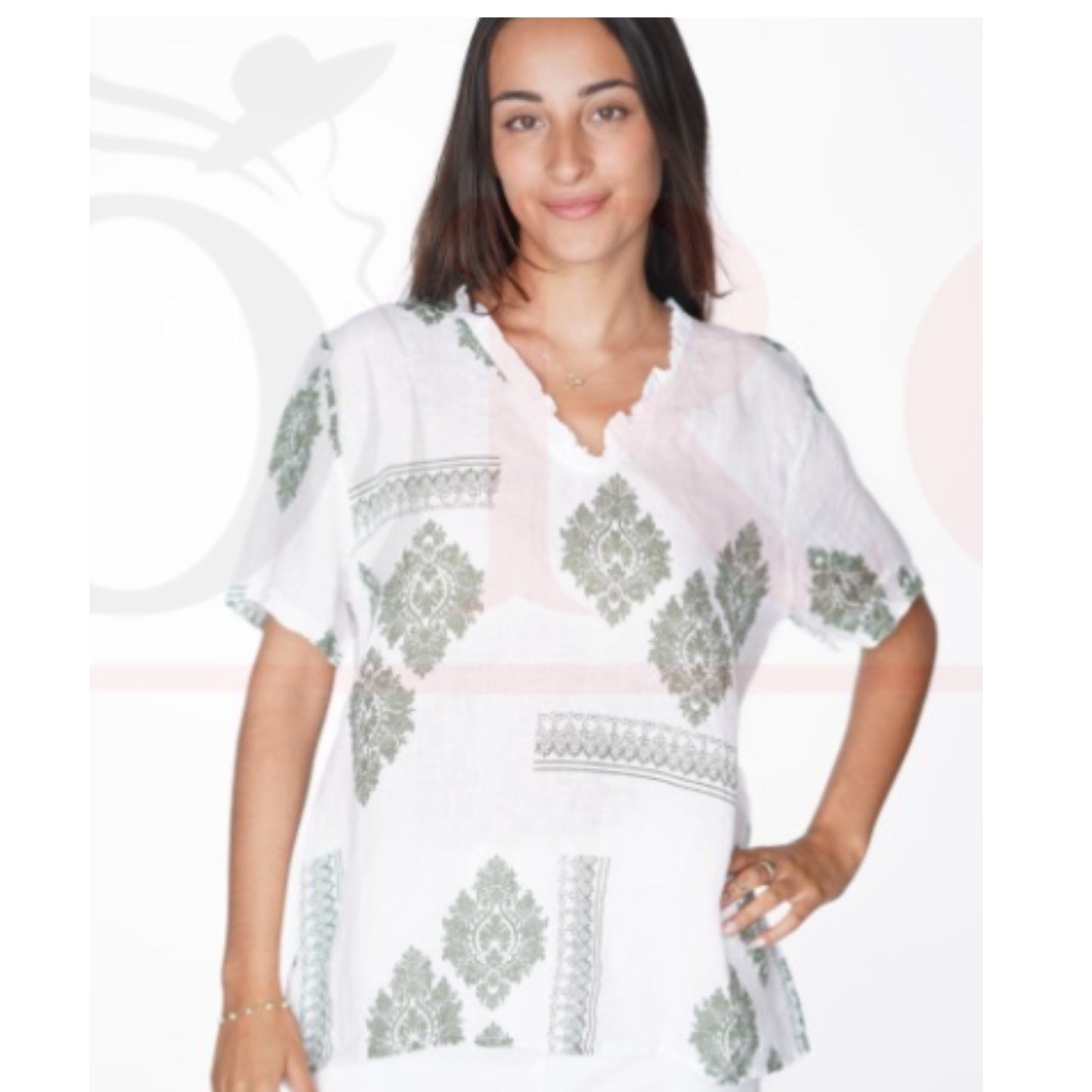 Amorosa Linen Printed Top