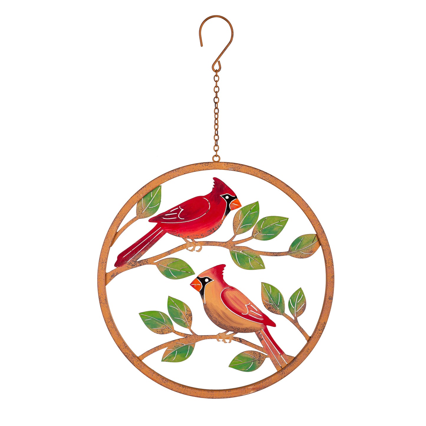 12" Diameter Rustic Friends Hand Painted Hanging Décor, Cardinal