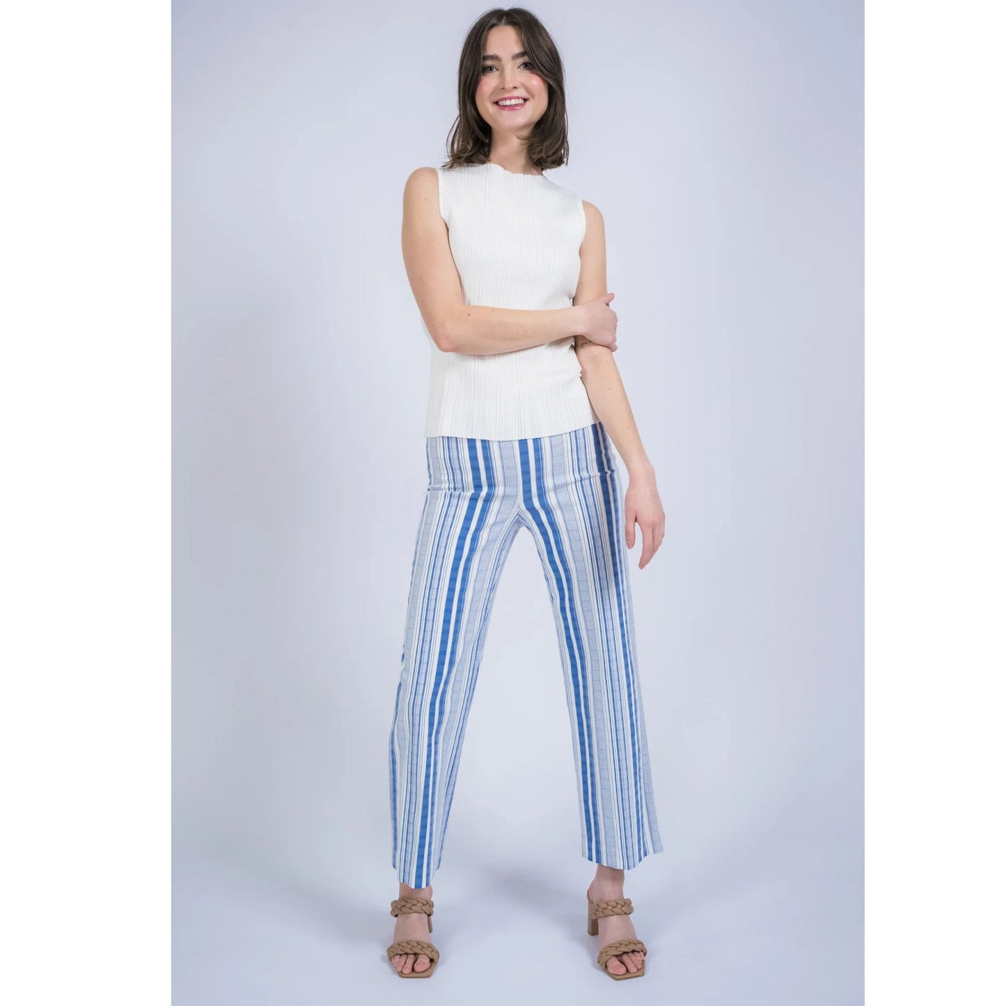 Lisette Wide Denim Stripe 28" Wide Leg Pant