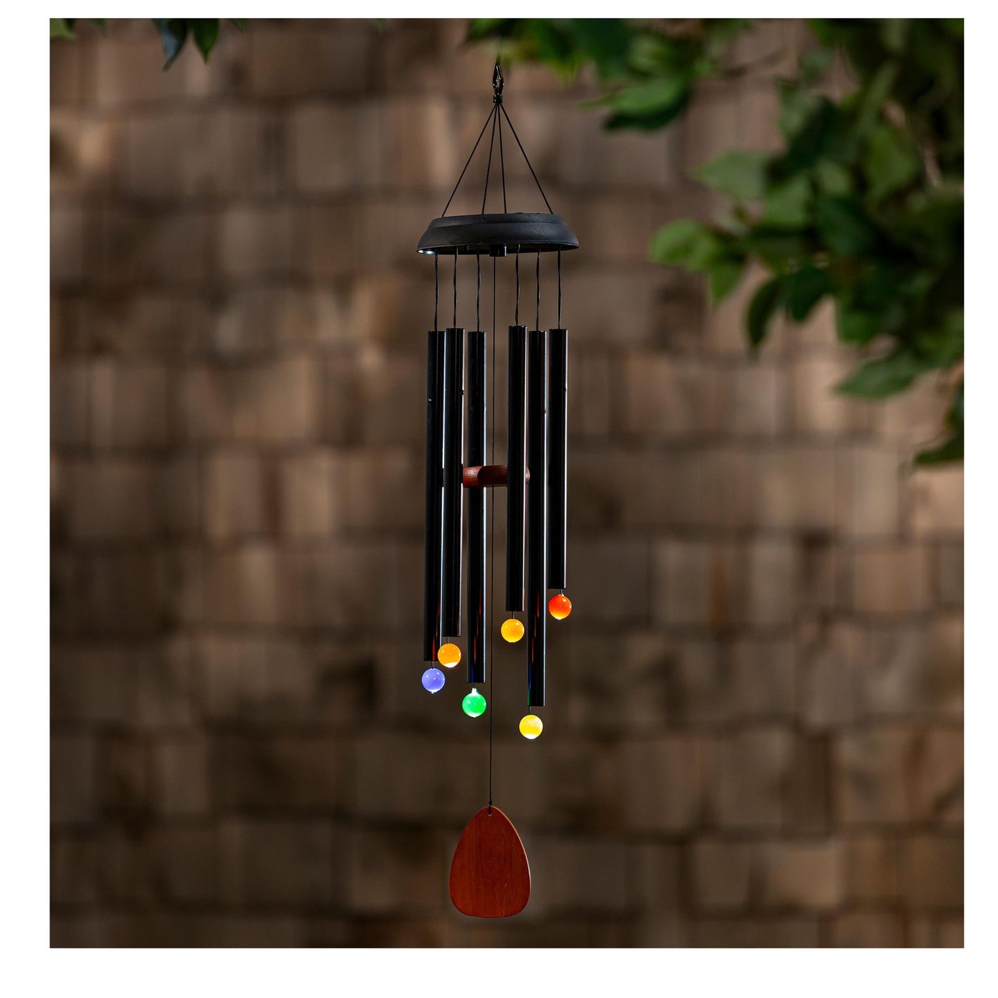 Voice Activated Solar Wind Chime, Black, 33"