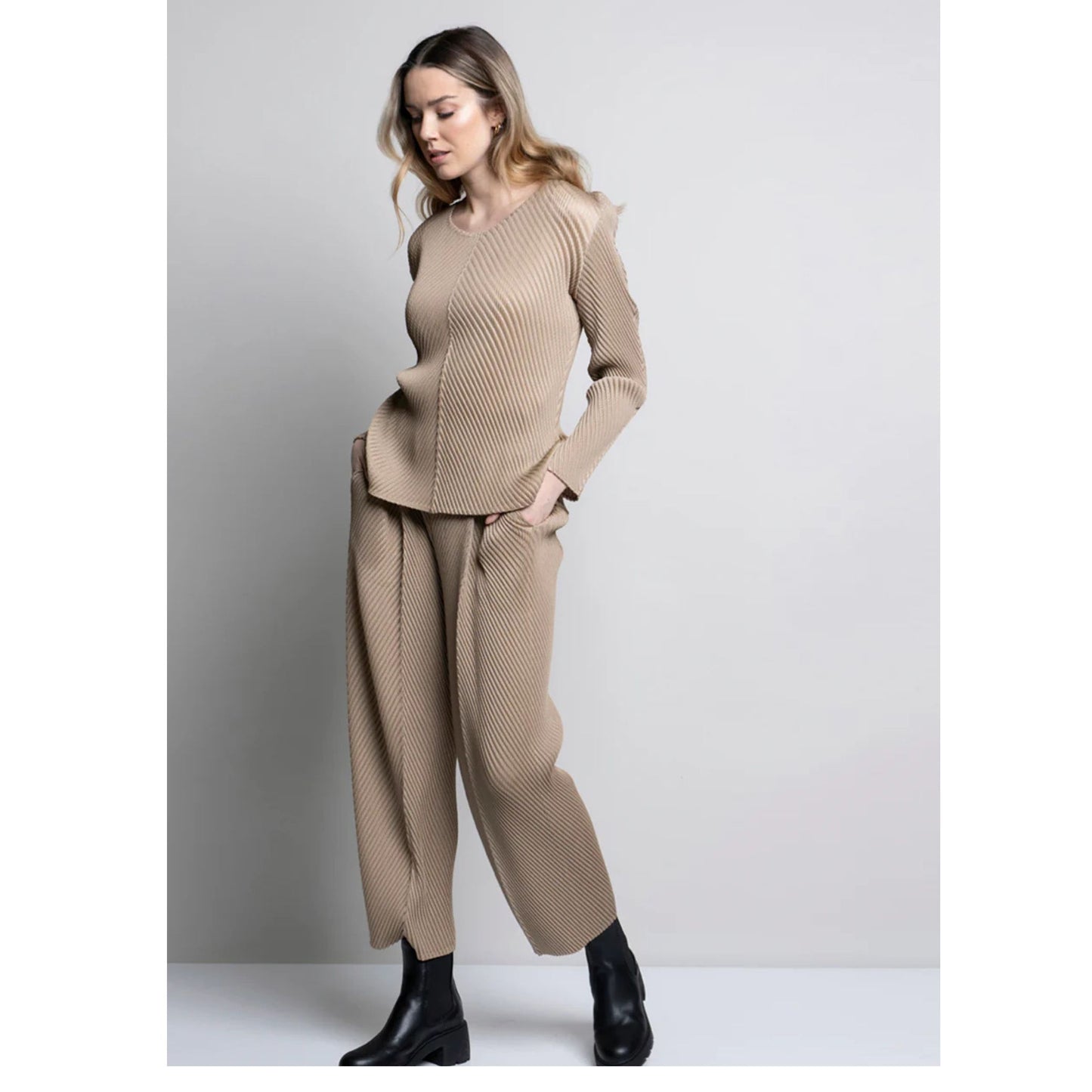 Dressy Wide Leg Pleated Pants