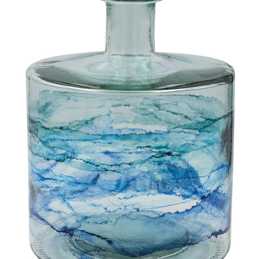 Decor - Recycled Glass Vase, Blue Ombre  10" Tall
