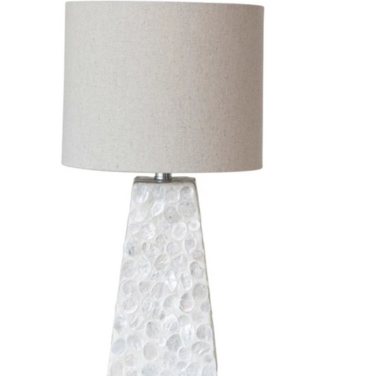 Decor - Capiz & MDF Table Lamp w/ Linen Shade
