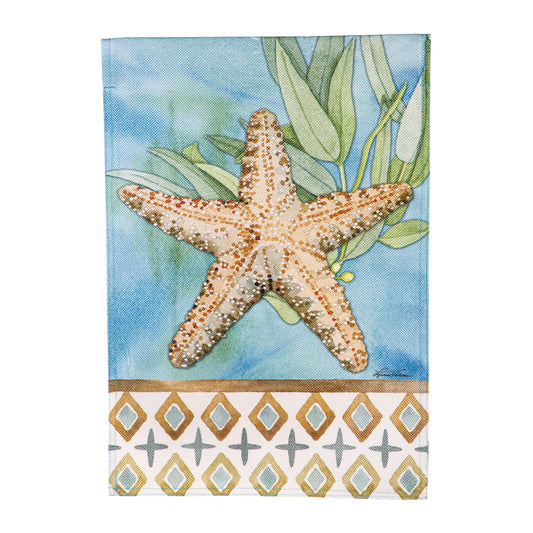 Decor - Coastal Starfish Burlap Garden Flag
