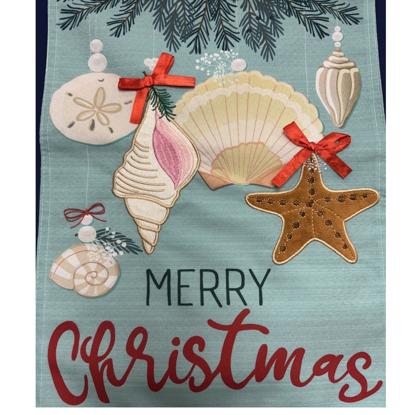 Merry Christmas Seashell Ornaments Garden Flag