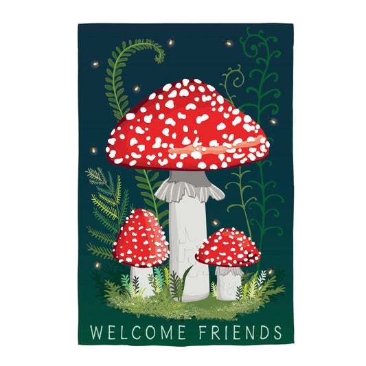Decor - Welcome Friends Mushroom Garden Linen Garden Flag
