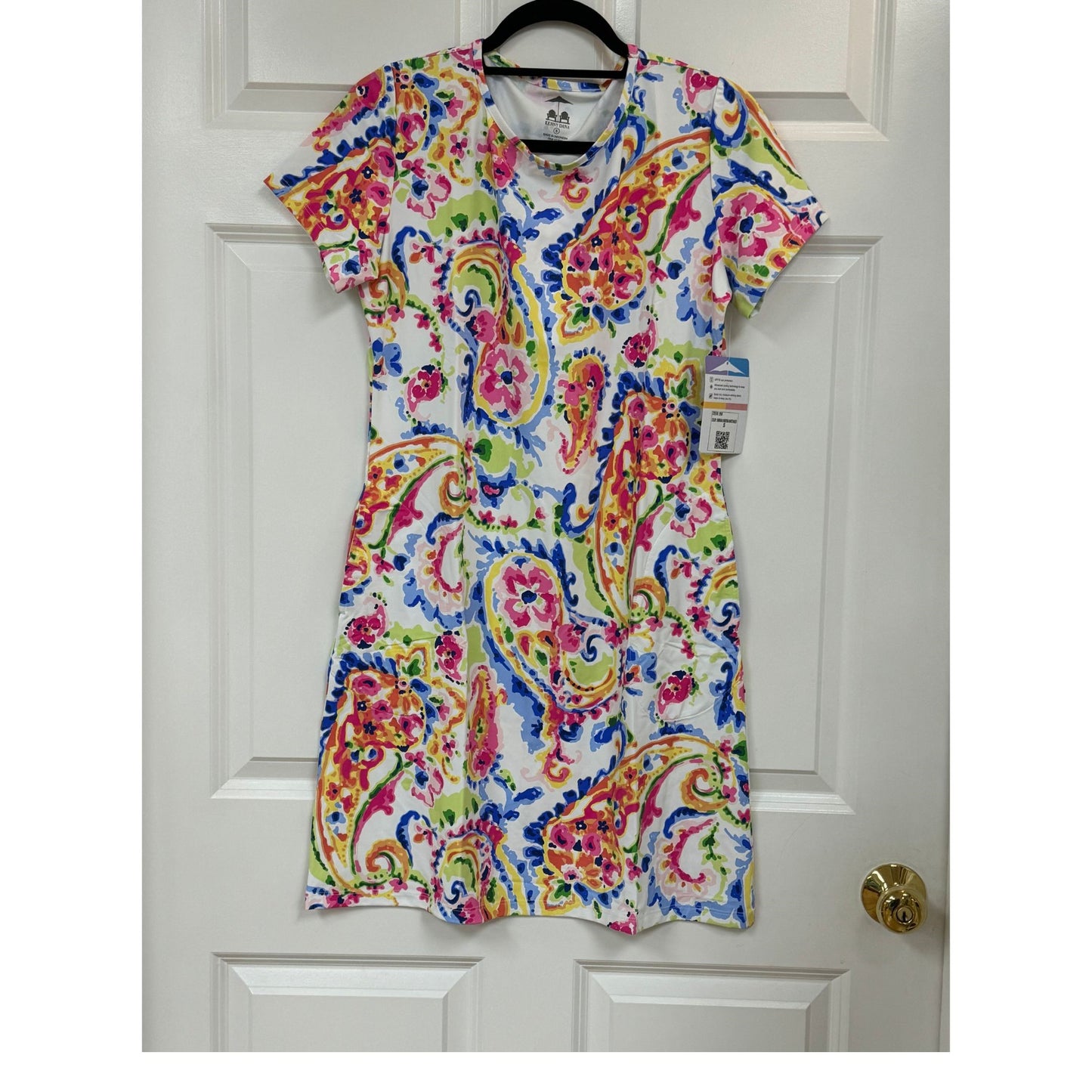 Sun Protection Dress - Barbara Christina Short Sleeve White Multi Colors