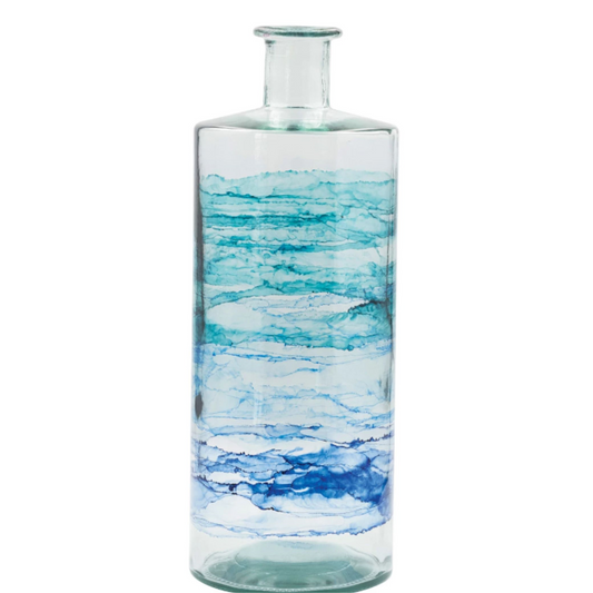 Decor - Recycled Glass Vase, Blue Ombre 15" Tall