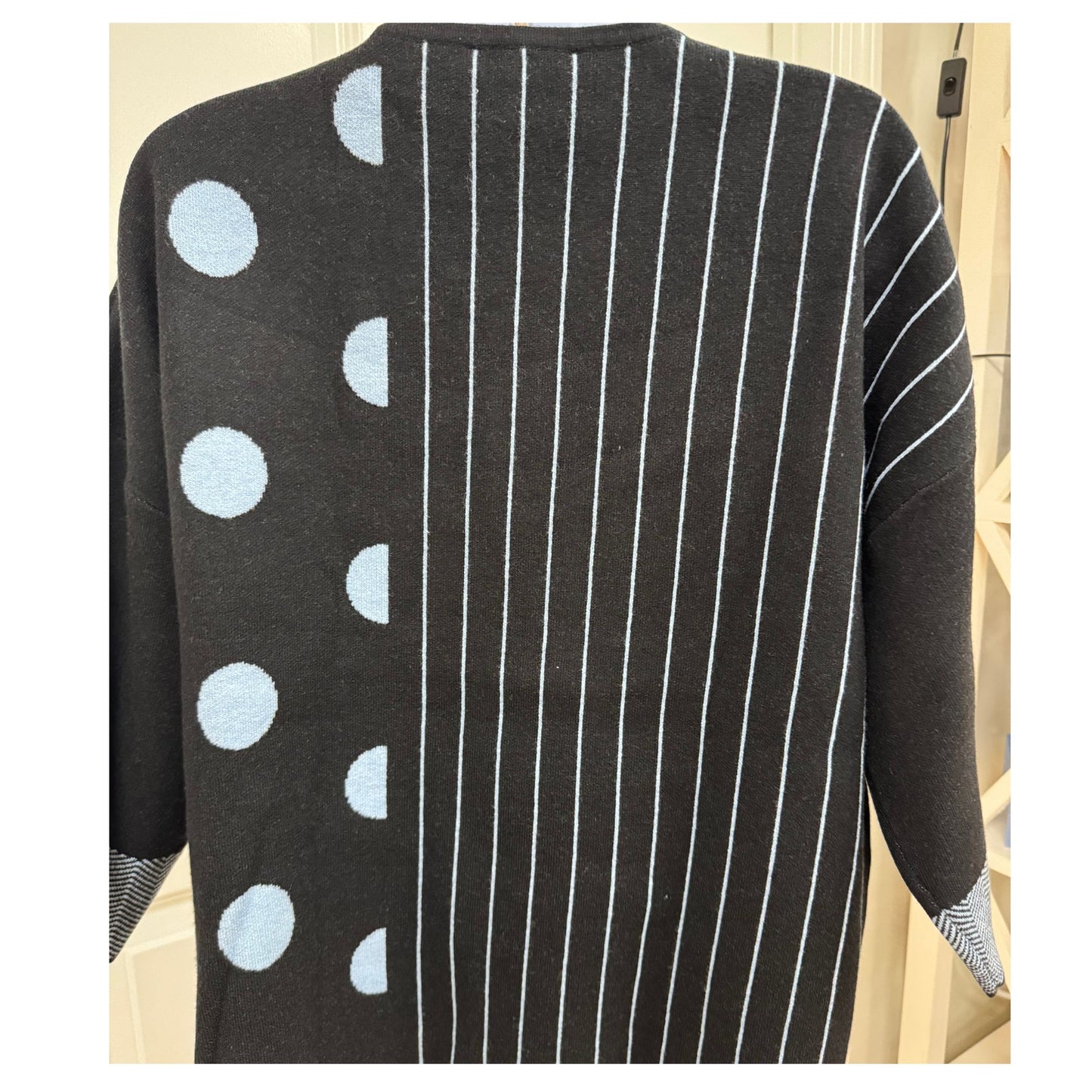 3/4 Sleeve Striped Polka Dot Top