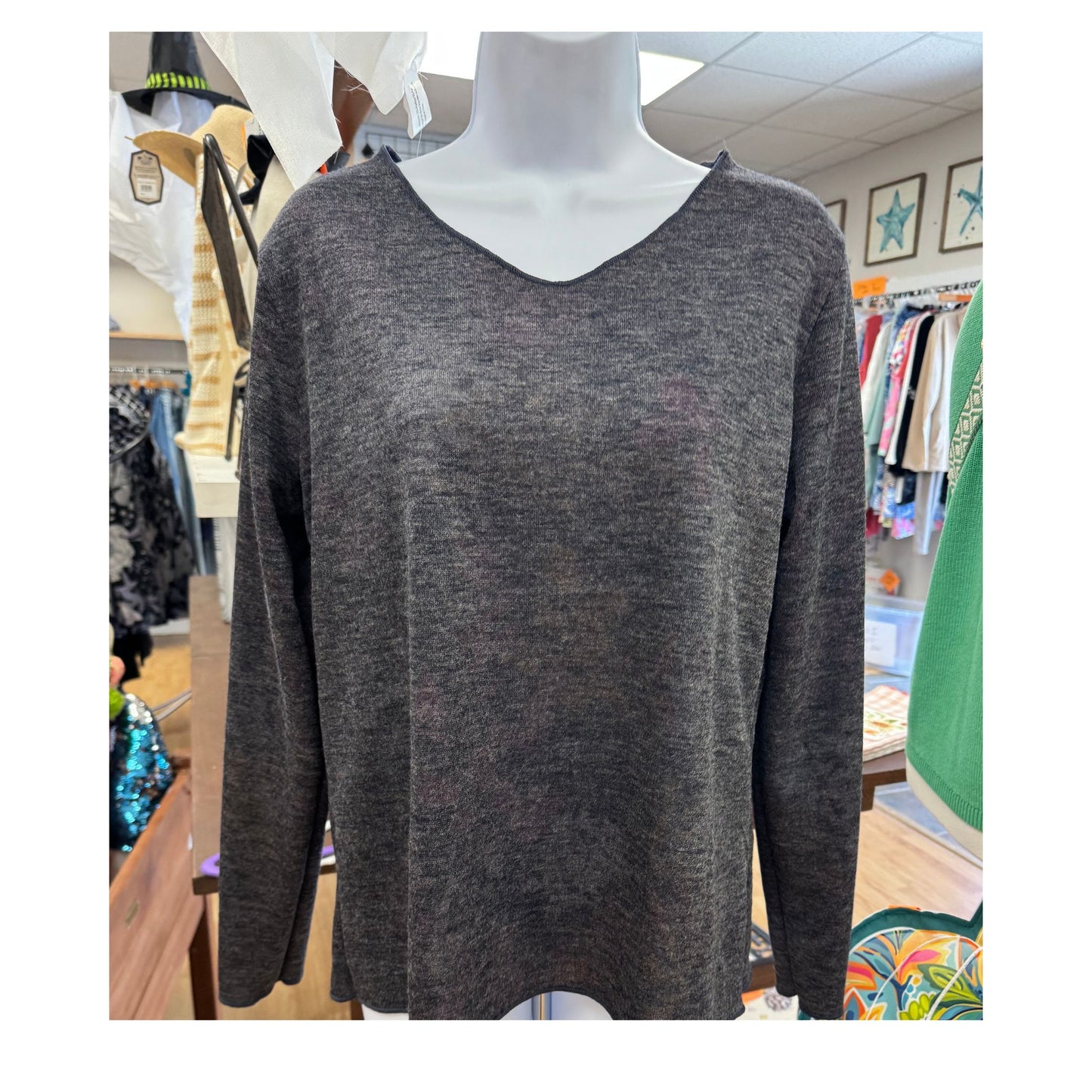 Reversible V Neck Long Sleeve Top