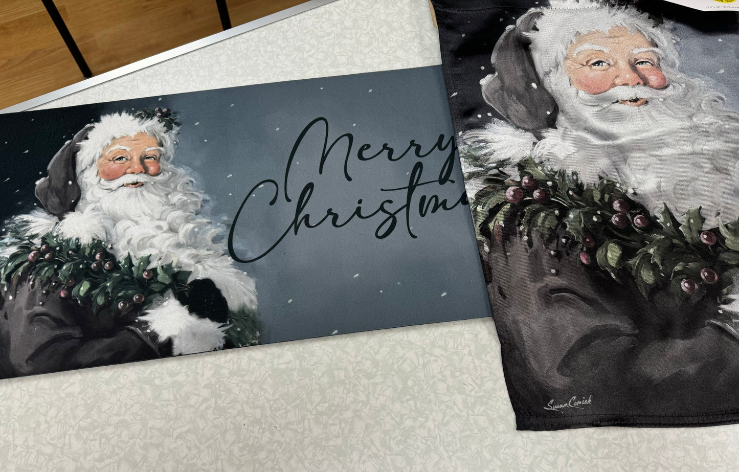 Santa in the Winter Garden Flag