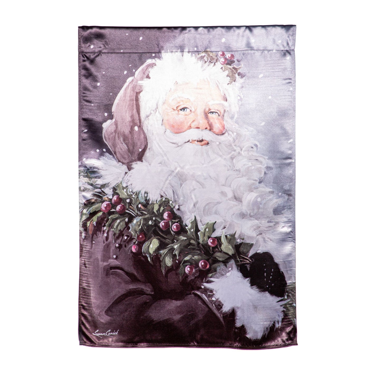 Santa in the Winter House Flag