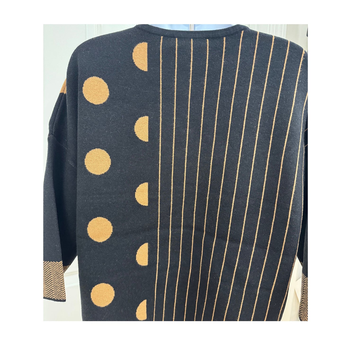 3/4 Sleeve Striped Polka Dot Top