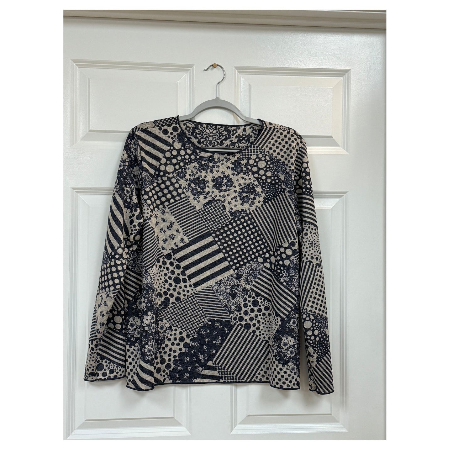 Trisha Tyler Reversible Crew Neck Navy Top