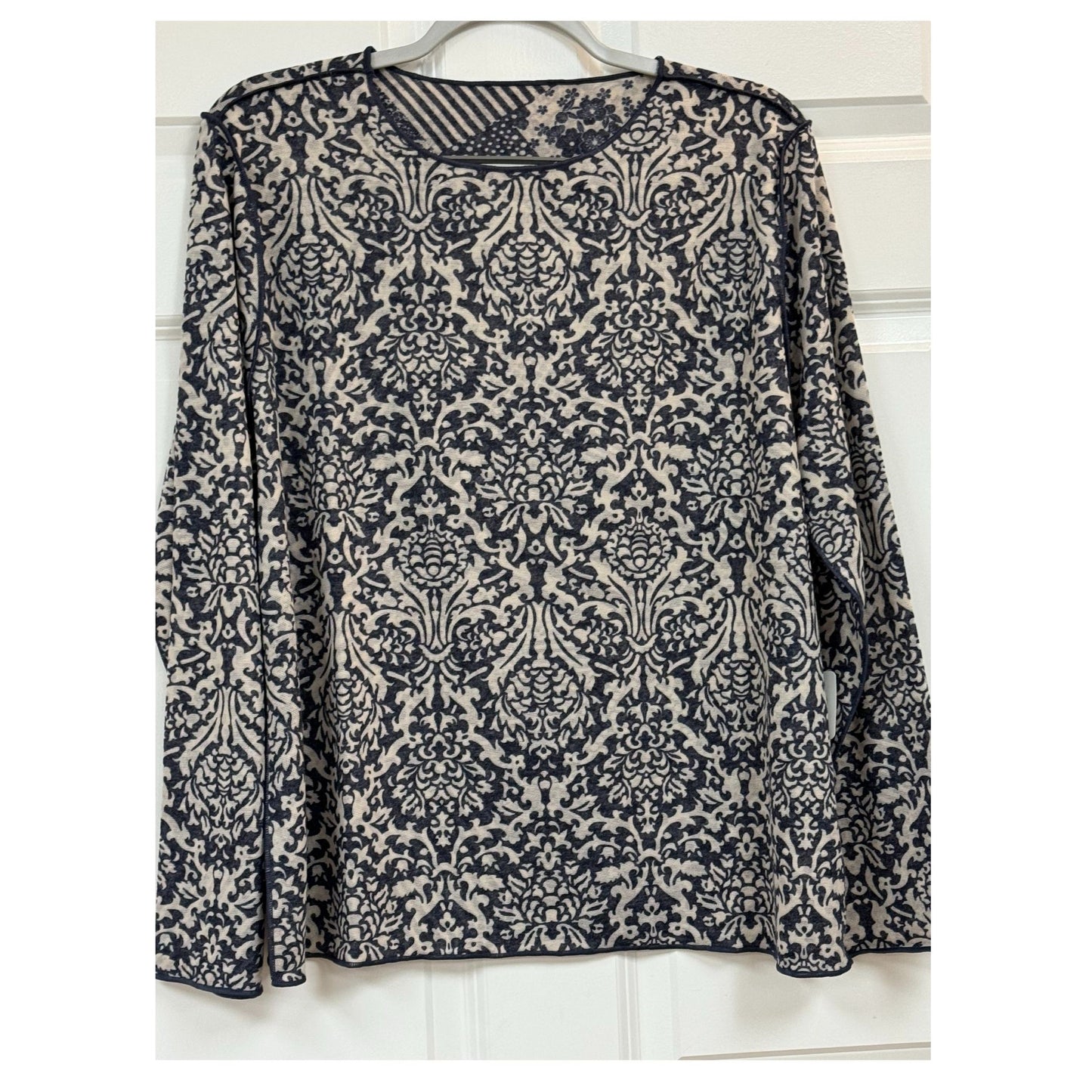 Trisha Tyler Reversible Crew Neck Navy Top