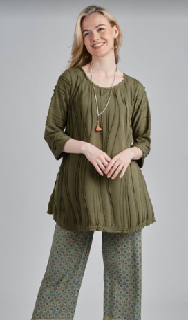 Top Stitched Crew Neck Tunic