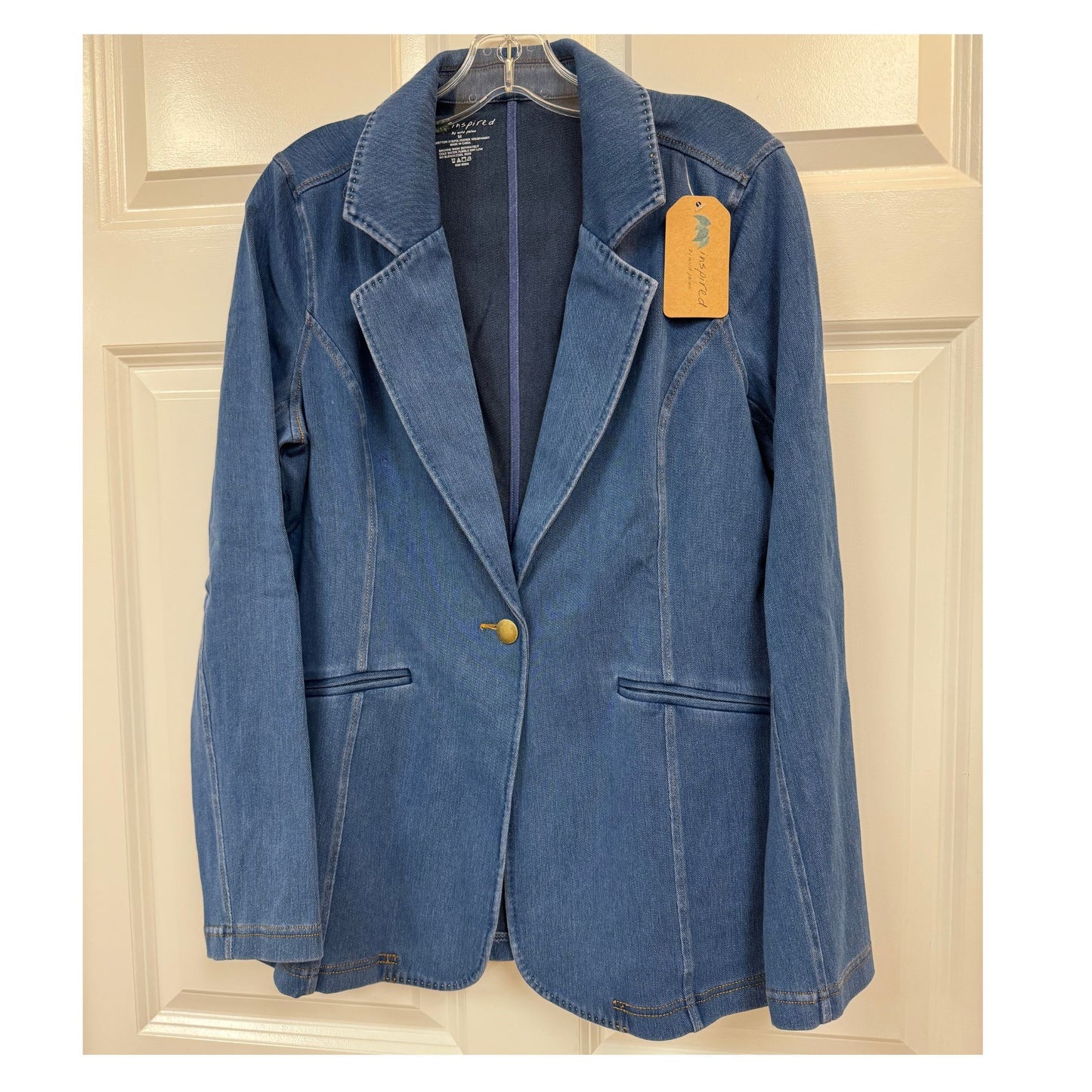 Wild Palm Washed Denim Blazer Jacket