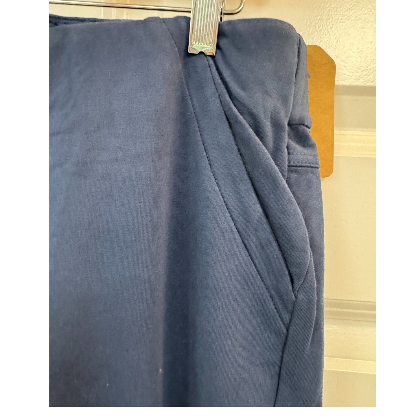 Wild Palm Button Hem Navy Pants
