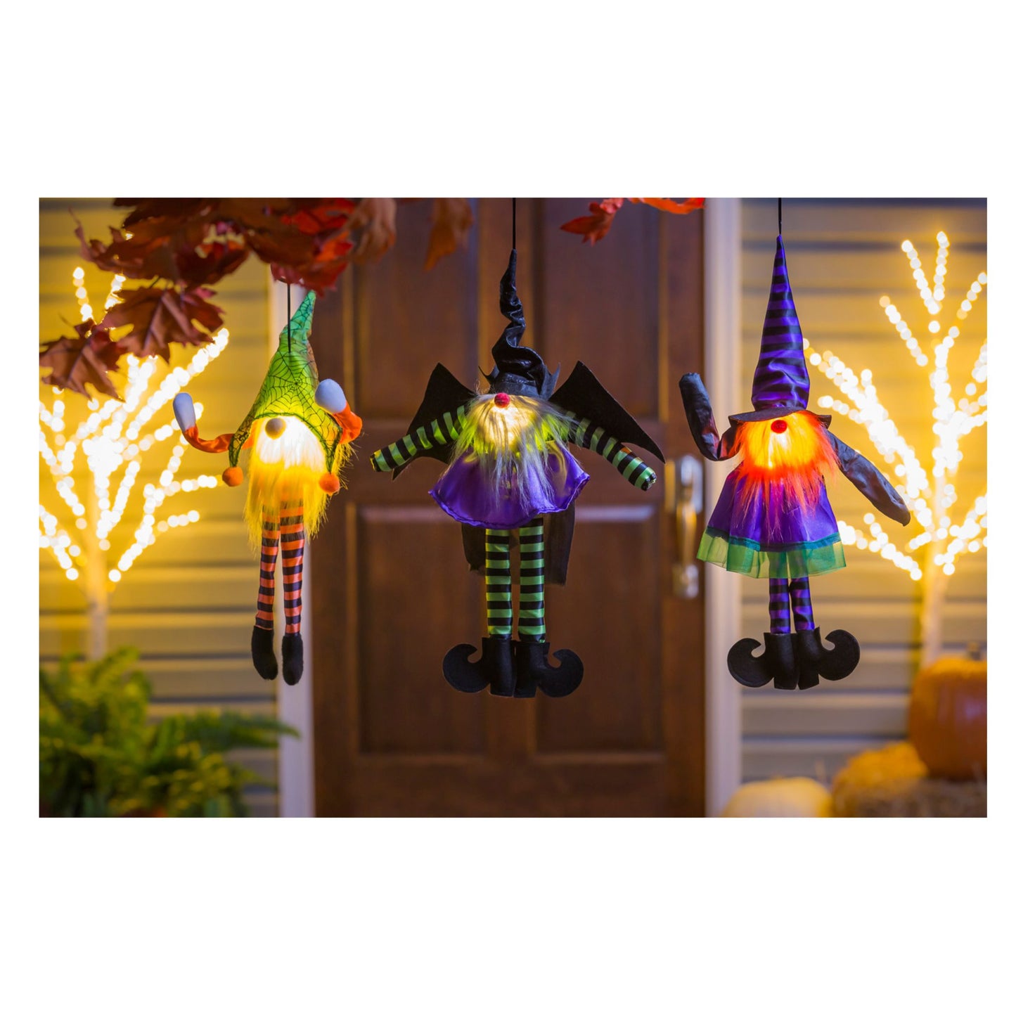 Decor Light-Up Halloween Gnome, 3 Assorted