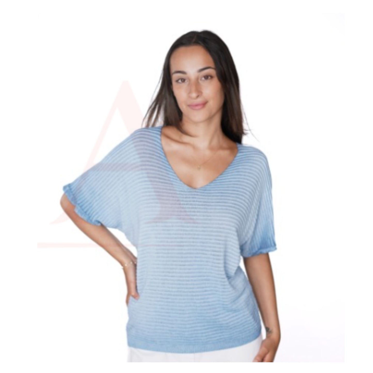 Amorosa Knit V Neck Short Sleeve Top
