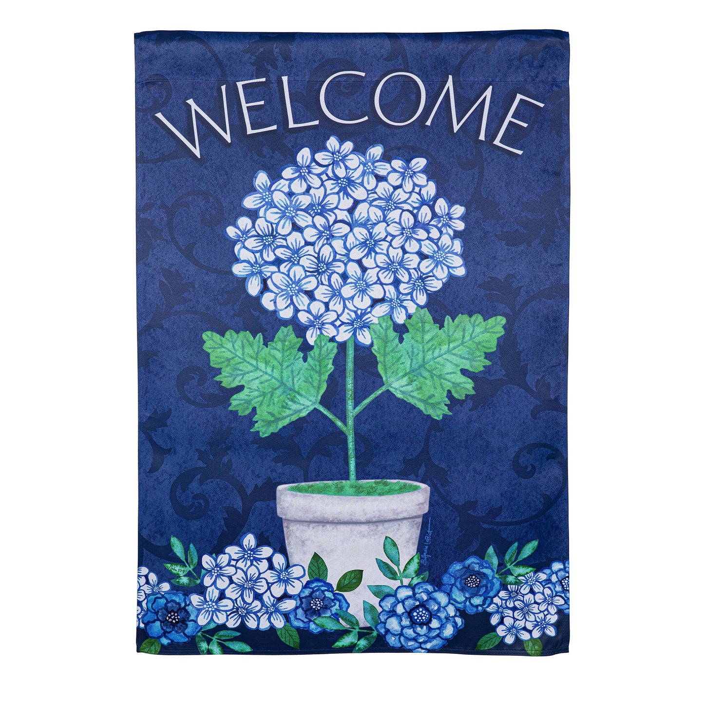 Garden Flag Potted Floral Suede