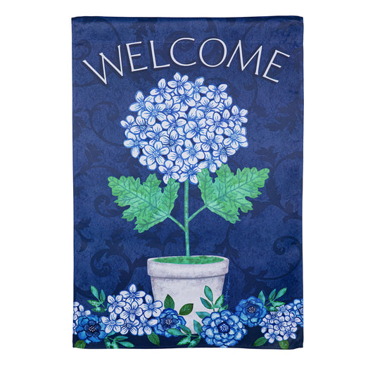 Garden Flag Potted Floral Suede