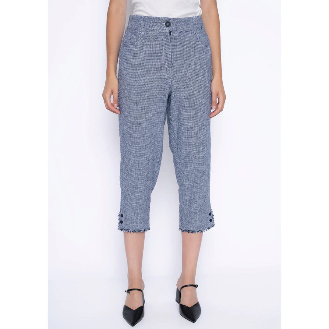 Picadilly Fringed Navy and White Capri
