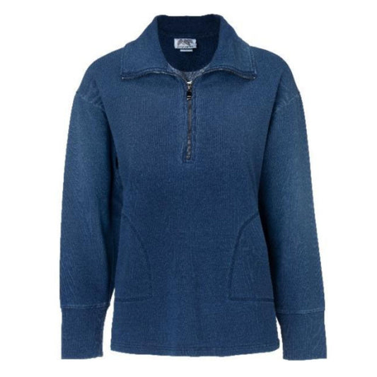 Wild Palm Q-Zip A-Line Pullover Denim Blue
