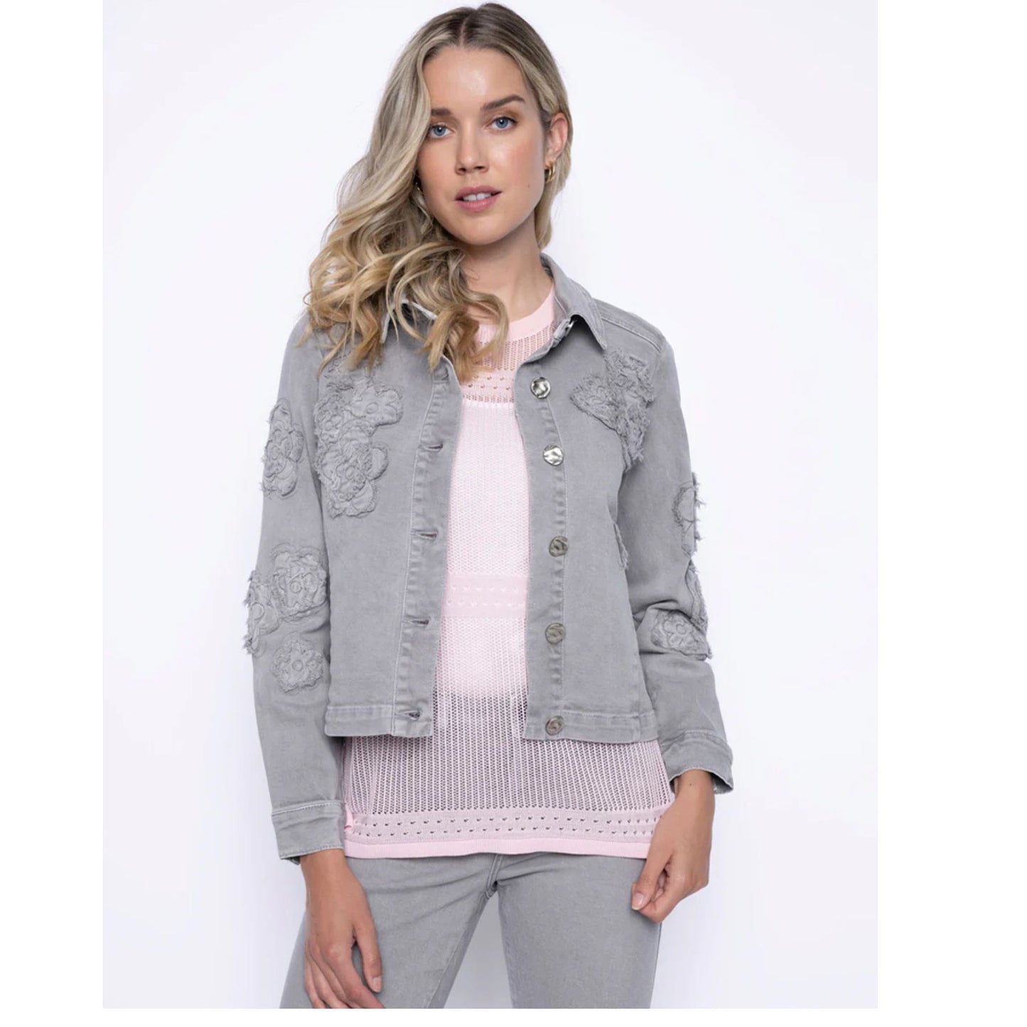 Embroidered Grey Jean Jacket