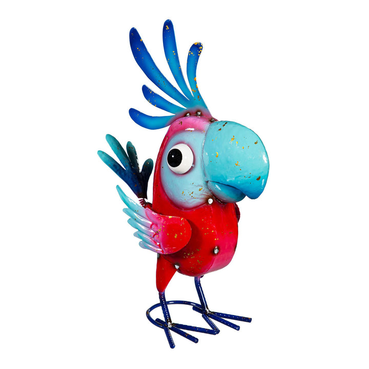 Metal Bright &amp; Colorful Cockatoo Statue, 14"H