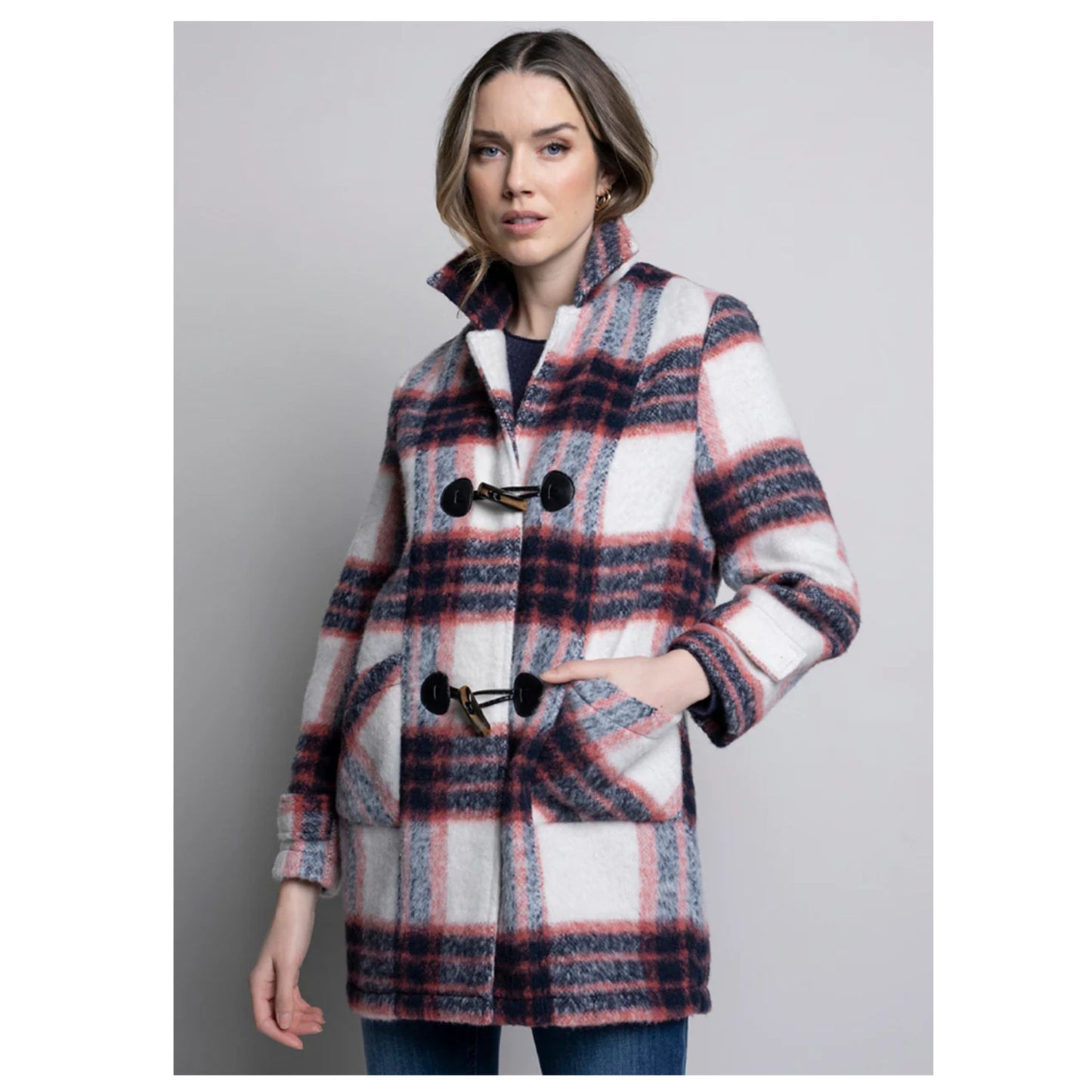 Picadilly Plaid Toggle Jacket, Rosette Multi