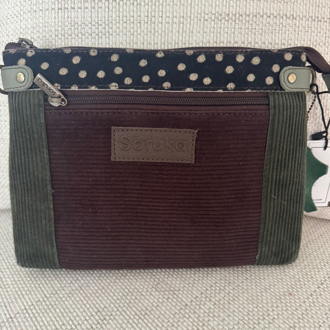 Soruka Iona Recycled Leather &amp; Corduroy Crossbody Bag