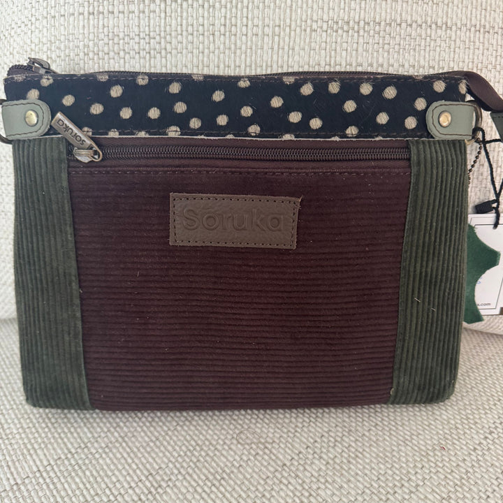 Soruka Iona Recycled Leather &amp; Corduroy Crossbody Bag