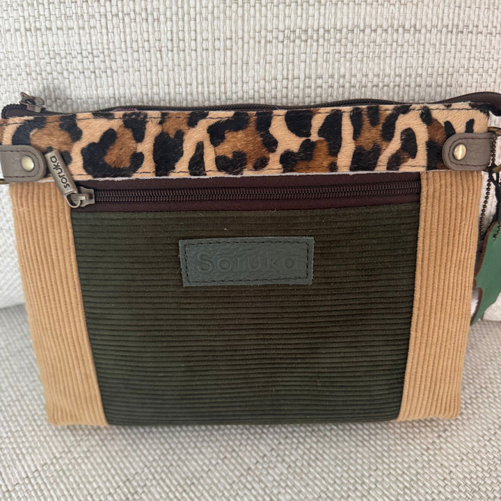 Soruka Iona Recycled Leather &amp; Corduroy Crossbody Bag