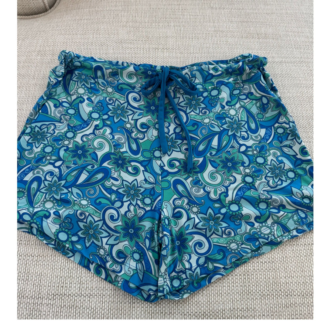 Amanda Blu Laguna Blue Pajama Short Set - V-Neck Top &amp; Drawstring Shorts