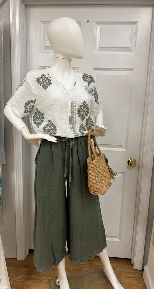 Amorosa Linen Printed Top