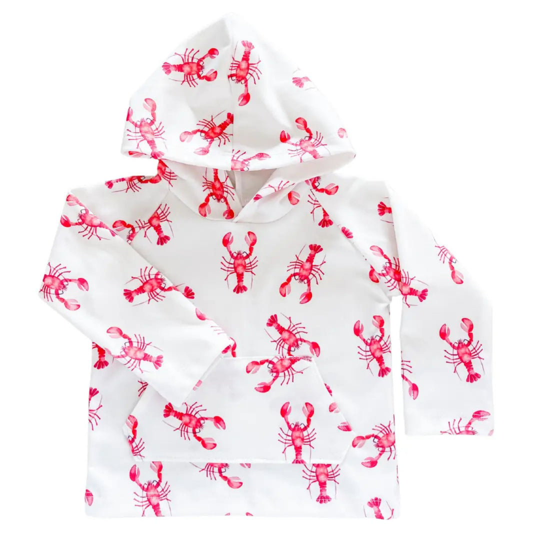 Organic Cotton Watercolor Lobster Hooded Tee/Lightweight Pocket Hoodie/Baby &amp; Kids
