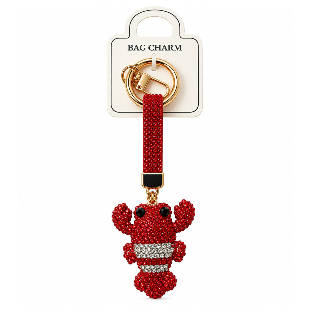 Red Rhinestone Lobster Bag Charm &amp; Keychain