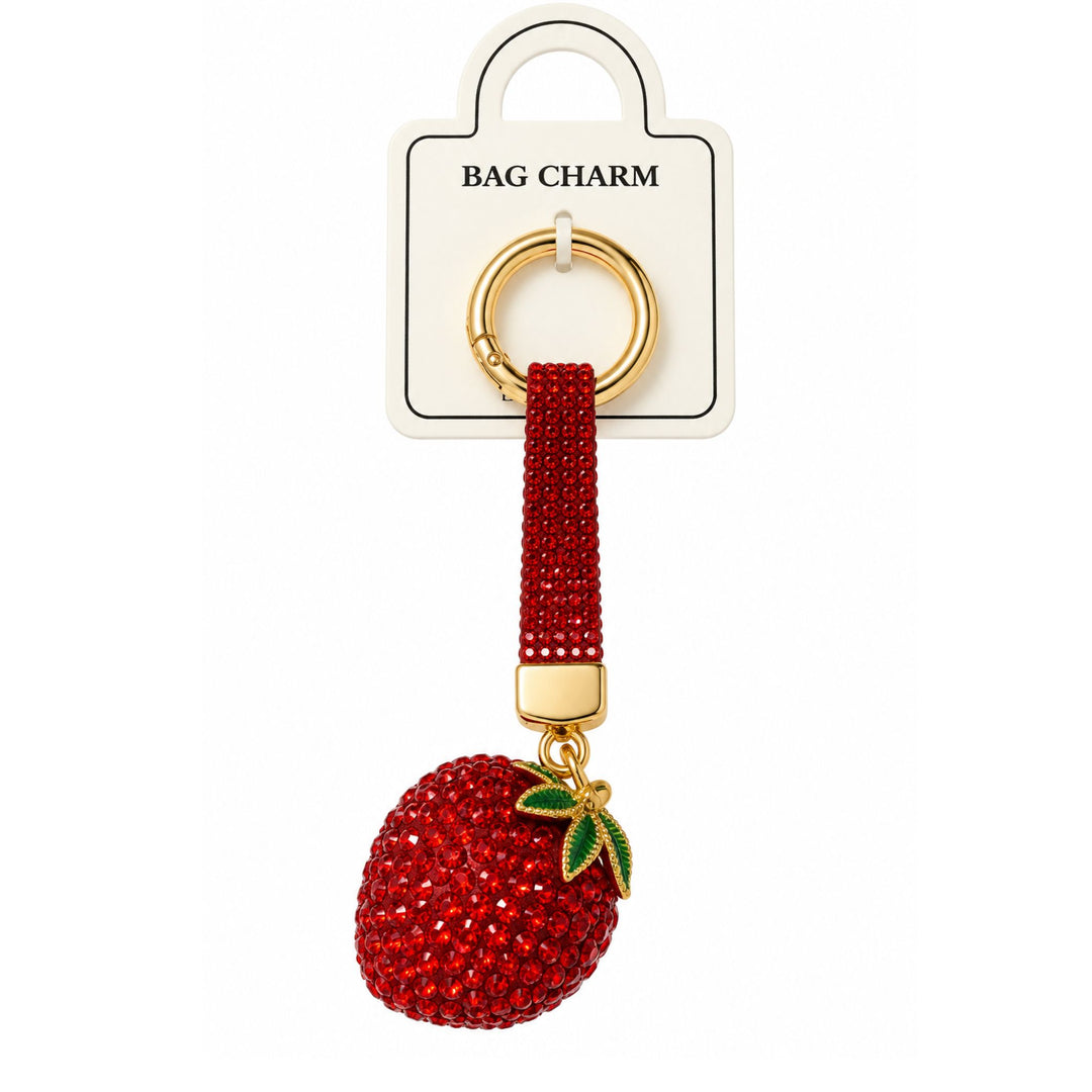 Red Rhinestone Strawberry Bag Charm &amp; Keychain