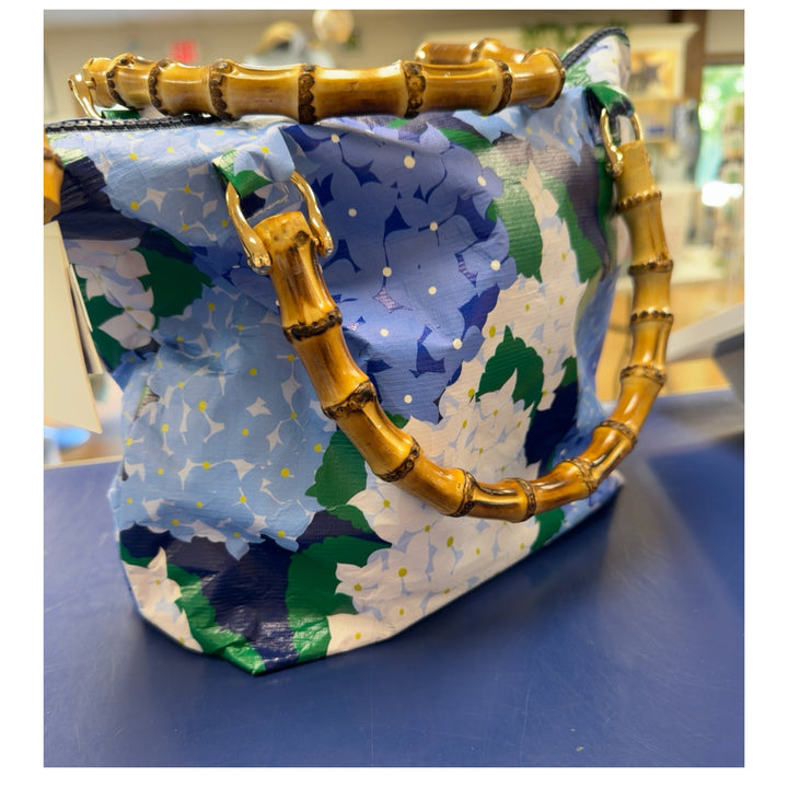 Bourbon &amp; Bowties Hydrangea Bamboo Handle Bag