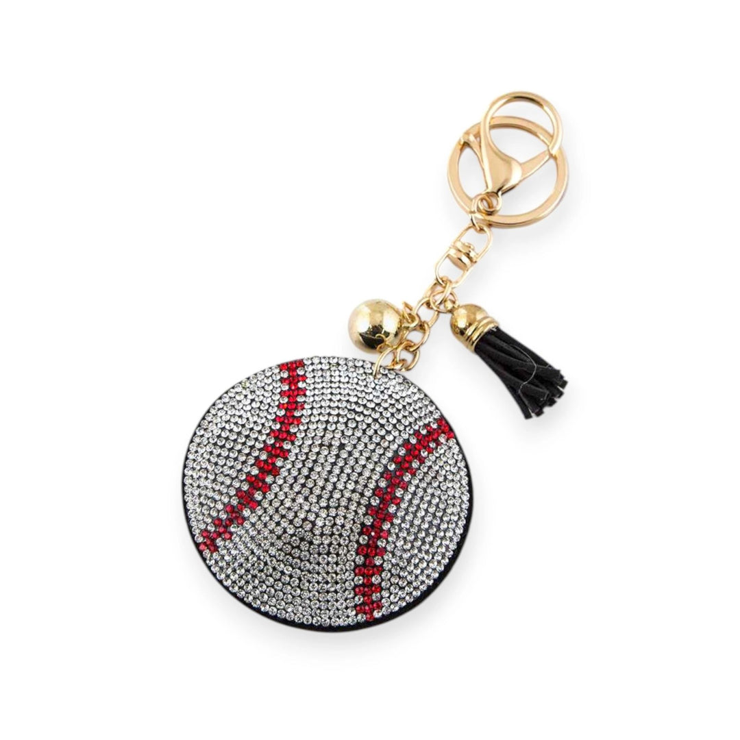 Rhinestone Baseball Keychain &amp; Bag Charm - 6"