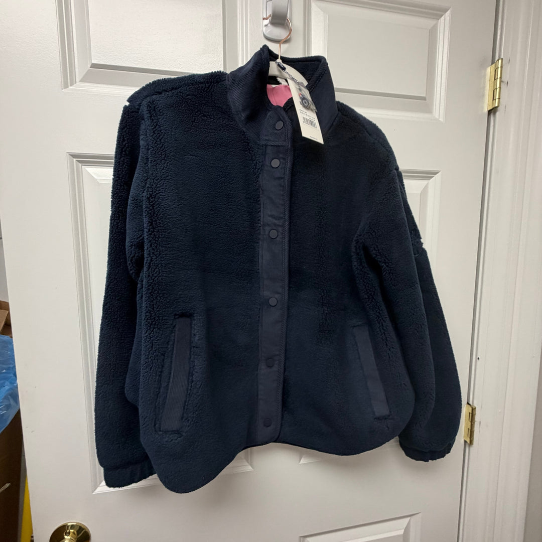 Batela Navy Sherpa Jacket with Corduroy Trim