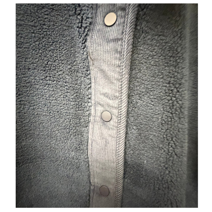 Batela Navy Sherpa Jacket with Corduroy Trim