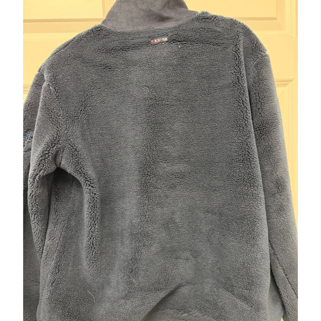 Batela Navy Sherpa Jacket with Corduroy Trim