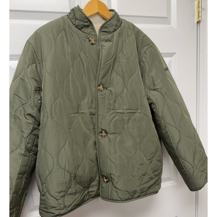 Reversible Sherpa &amp; Quilted Jacket-Cream &amp; Olive
