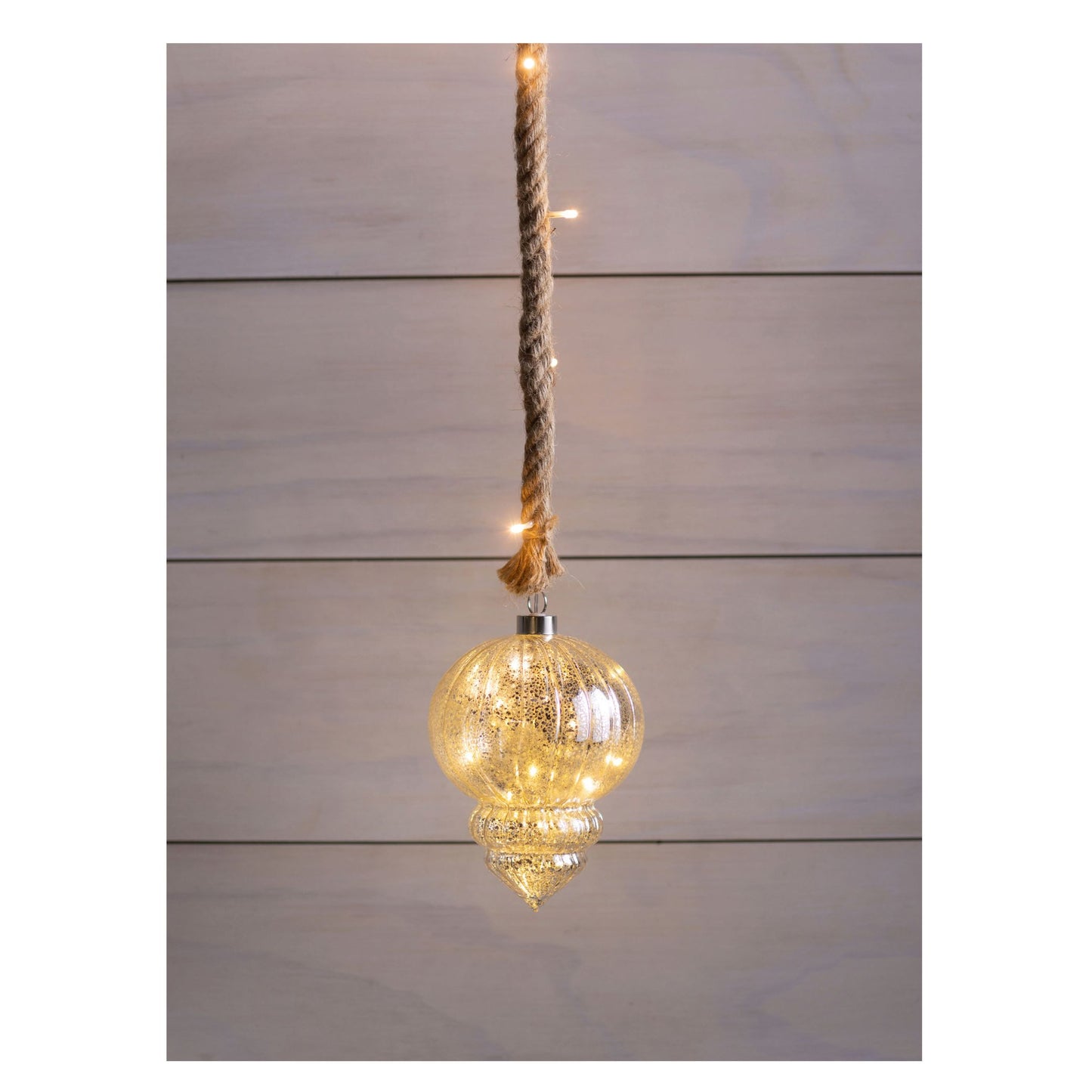 Battery Operated LED Glass Ornament Hanging Light, Grey