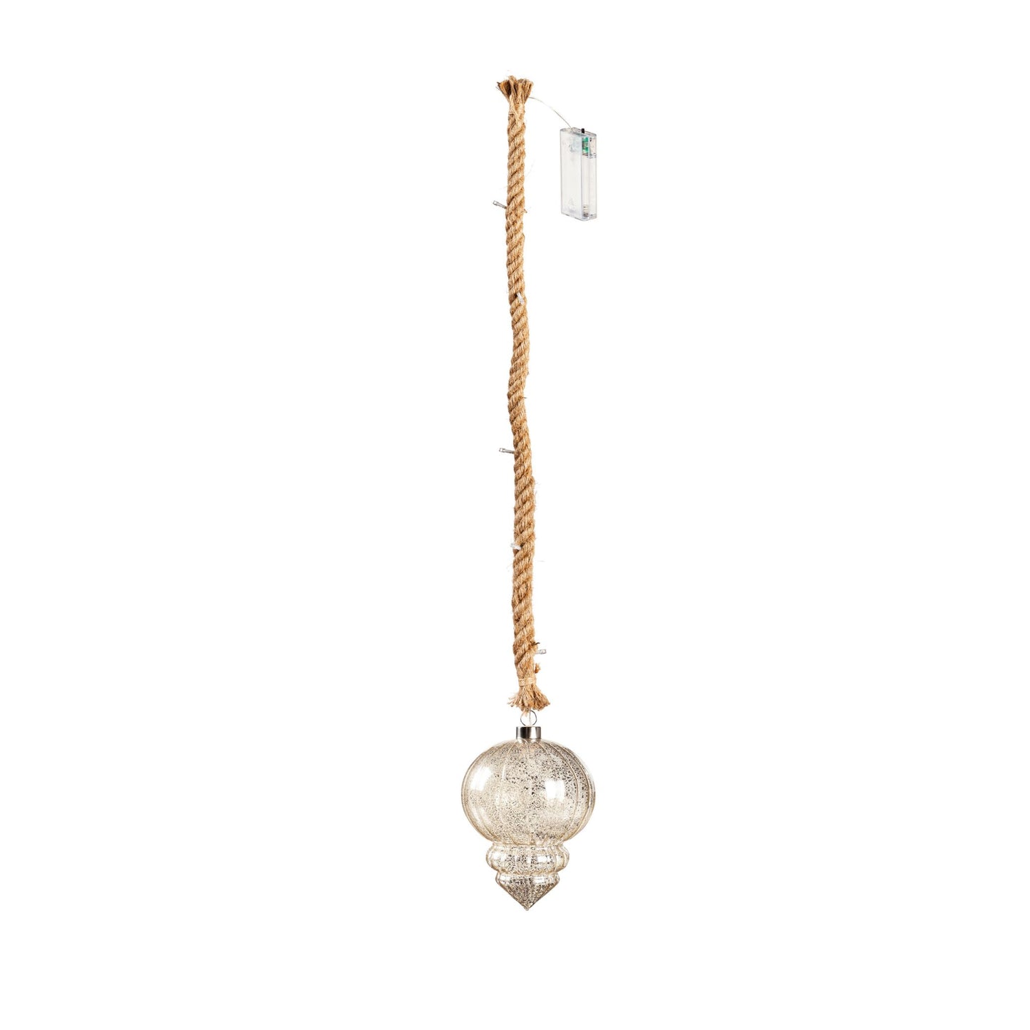 Battery Operated LED Glass Ornament Hanging Light, Grey