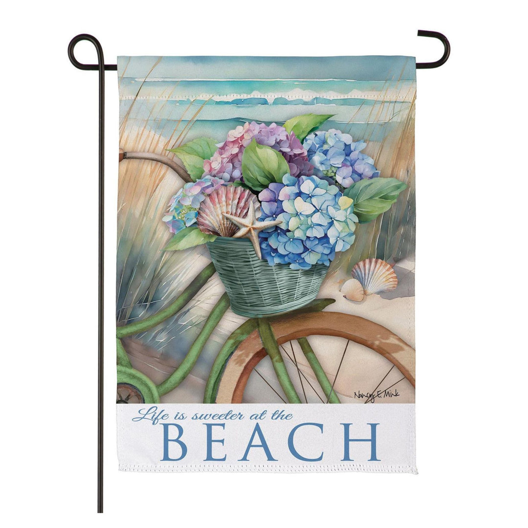 Beach Escape Hydrangea bicylce Garden Flag