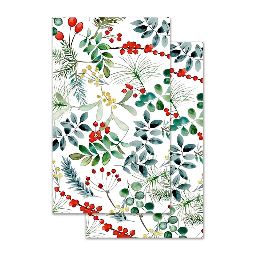 Winter Greenery &amp; Berry Quck-Dry Kitchen Towel